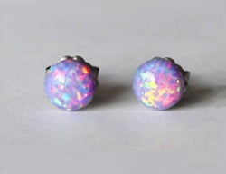 3mm, 4mm, 5mm, 6mm, 8mm Lavender Opal Stud earrings, Hypoallergenic Titanium earrings, Purple opal studs, Lavender earrings, Bridesmaid earrings