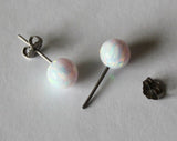 8mm, 10mm custom color Titanium or Niobium opal ball stud earrings, Hypoallergenic opal stud earrings Birthday gift -Fire opal stud earrings