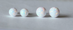 8mm, 10mm custom color Titanium or Niobium opal ball stud earrings, Hypoallergenic opal stud earrings Birthday gift -Fire opal stud earrings