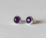 4mm, 6mm, 8mm Natural Amethyst Earring Studs Sterling silver Purple stone earring studs February birthday gift Birthstone- Amethyst earrings