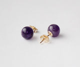 Natural Amethyst Earring Studs - Purple stone earring studs- February birthday gift - Sterling silver- Birthstone gift- Amethyst earrings