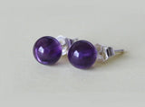 Natural Amethyst Earring Studs - Purple stone earring studs- February birthday gift - Sterling silver- Birthstone gift- Amethyst earrings