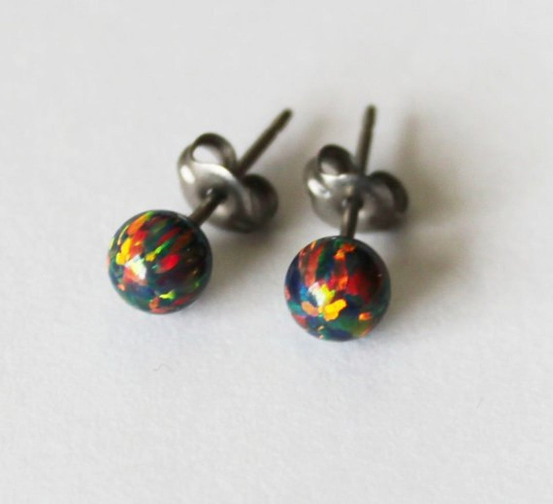 Small Silver Titanium Ball Stud Earrings