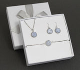 10mm Blue Lace Agate earrings necklace bracelet set, blue lace agate necklace, pale blue gemstone set Light blue stone bracelet earrings set