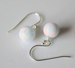 Opal drop earrings- 6mm Opal ball earrings- Multiple colors - fiery opal earrings- Bridesmaids earrings- October birthstone- Birthday gift