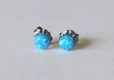 5mm bright blue opal stud earrings- Titanium opal earrings-Blue opal studs- Small opal earrings- Titanium earrings- Hypoallergenic