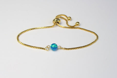 Opal bracelet- Peacock opal bracelet Adjustable opal bracelet Fire Opal bracelet Birthstone gift Gold blue opal bracelet Green opal bracelet