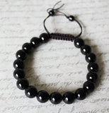 10mm, 12mm Black Onyx Bracelet, Adjustable Length, Unisex bracelet, Father's day gift, Christmas, Gifts for her, Gifts for him