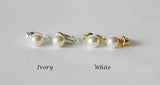 Clip on pearl studs, multiple sizes, genuine pearls, silver or gold, flower girl, bridesmaids earring, non pierced ears, clip on earrings