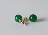 5mm, 6mm, 8mm natural Emerald green agate stud earrings- 14K Gold fill earrings- Green studs- Green stone earrings- Christmas gifts