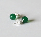5mm, 6mm, 8mm natural Emerald green agate stud earrings- 14K Gold fill earrings- Green studs- Green stone earrings- Christmas gifts