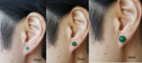 5mm, 6mm, 8mm natural Emerald green agate stud earrings- 14K Gold fill earrings- Green studs- Green stone earrings- Christmas gifts
