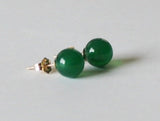 5mm, 6mm, 8mm natural Emerald green agate stud earrings- 14K Gold fill earrings- Green studs- Green stone earrings- Christmas gifts