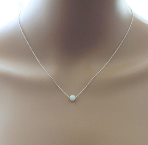Floating opal necklace, Sterling silver, opal necklace, Birthstone necklace, infinity opal necklace, Opal jewelry, Christmas, Gift for her
