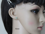 6mm Green Aventurine Studs, hypoallergenic Titanium earring, Cabochon Gemstone post studs, for sensitive ears, Green earrings, Green studs