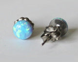 4mm, 5mm, 6mm Ice blue opal Stud earrings, Sky blue opal earrings, hypoallergenic pure Titanium post earrings, Light blue opal studs