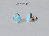 Ice blue tear drop opal stud earrings Sterling silver opal studs Light Blue Opal earrings opal stud Blue bridesmaid earrings Birthstone gift