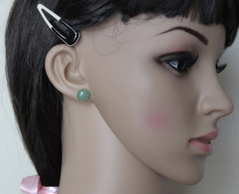 Large 10mm Green Aventurine Studs, hypoallergenic Titanium earring, Green gemstone post studs, Green earring studs