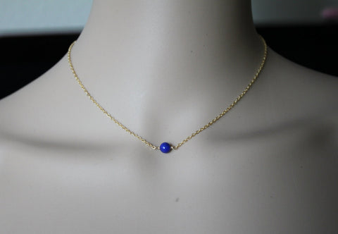 6mm, 8mm Natural Blue Lapis Lazuli necklace, 14K Gold filled, blue lapis necklace, September birthstone, Graduation gift,blue stone necklace