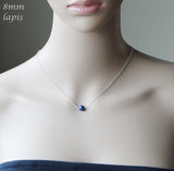 6mm, 8mm Natural Blue Lapis Lazuli necklace, 14K Gold filled, blue lapis necklace, September birthstone, Graduation gift,blue stone necklace
