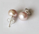 Lavender pink fresh water pearl stud earrings, pink pearl earrings, Flower girl earring, Bridesmaids earrings, Pink real pearl earrings
