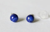 Titanium Earrings, hypoallergenic, Tiny 4mm Lapis Blue Howlite stone Cabochon studs, Silicone Ear nuts, Cabochon Gemstone, deep blue studs