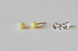4mm or 6mm Lemon yellow opal ball stud earrings, Yellow opal stud earrings, October birthstone gift, Yellow lemon earrings Gift for her
