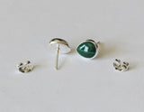 Tear drop natural Green Malachite studs, Sterling silver, Green stone earrings, Pear malachite earrings,Dark green earrings, Malachite studs