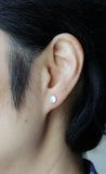 5mm, 6mm Natural Moonstone earring studs, Sterling silver earrings, silver gray glowing moonstone studs, Moonstone earrings, Birthstone gift