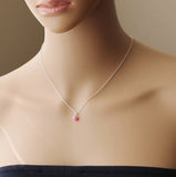 6mm Red fire Opal necklace Custom color opal pedant necklace Sterling Silver rope chain opal necklace Bridesmaid necklace Birthday Christmas