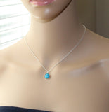 Sterling Silver Real Turquoise stone necklace, Infinity rope chain necklace December birthstone gift Christmas gift, Blue Turquoise necklace