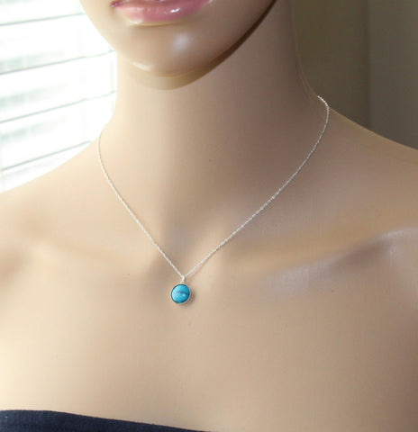 Sterling Silver Real Turquoise stone necklace, Infinity rope chain necklace December birthstone gift Christmas gift, Blue Turquoise necklace