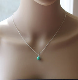 8mm green opal necklace- St. patricks day necklace- green opal pendant necklace- Green stone necklace- Birthstone necklace- Opal gifts