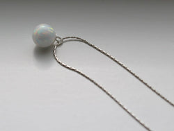 6mm Opal pendant necklace- floating fire opal necklace- Sterling Silver necklace- Bridesmaid necklace- Birthday- Christmas Gift