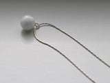 10mm Opal pendant necklace- floating fire opal necklace- Sterling Silver necklace- Bridesmaid necklace- Birthday- Christmas Gift