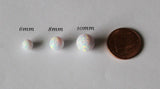 Dainty 3mm, 4mm, 5mm, 6mm fire white opal stud earrings- Titanium or Niobium earrings- hypoallergenic- opal ball studs- Cartilage
