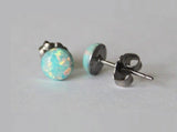 5mm Aqua Opal stud earrings- Titanium opal earrings - Mint opal studs- Small opal earrings- Titanium earrings- Hypoallergenic