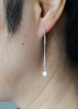 Sterling silver threader pink opal earrings adjustable length long opal earrings fire opal gifts birthstone earrings opal threader earrings