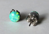 4mm, 6mm Green Opal Stud earrings, opal earrings, hypoallergenic Titanium earrings, green opal, green opal earrings, bridesmaid opal earring