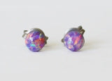 Titanium Earrings, Tiny 4mm Lavender Opal Studs, hypoallergenic, Purple opal gemstone post studs, sensitive ears