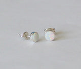 5mm Pink Opal stud earrings, October birthstone Bridesmaid earrings Bridesmaid gift Birthday gift Christmas Opal jewelry Pink stud earrings