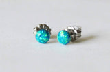 5mm Peacock blue opal stud earrings- Titanium opal earrings - Blue green opal studs- Small opal earrings- Titanium earrings- Hypoallergenic