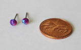 Tiny 4mm Purple Opal Stud earrings- Titanium earrings- Hypoallergenic- Multiple piercing- purple earring studs- Purple opal earrings