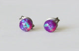 Tiny 4mm Purple Opal Stud earrings- Titanium earrings- Hypoallergenic- Multiple piercing- purple earring studs- Purple opal earrings