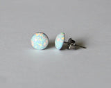Large 10mm White fire opal stud earrings Titanium opal studs Hypoallergenic Bridesmaid earrings Sensitive ears White opal studs Birthstone