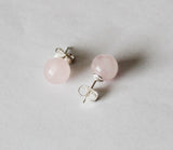 8 mm Natural Rose Quartz ball earring studs Sterling Silver Pink rose quartz stud earrings Pale pink bridesmaid earrings Light pink gem stud