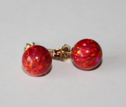 6mm or 8mm Red opal stud earrings, 14K gold filled opal studs, Fire opal studs, Red opal, Birthstone earrings bridesmaid earrings Christmas