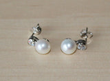 Fresh water pearl and CZ earrings, Sterling silver, Cubic Zirconia earrings, Bridesmaid earrings, Bridesmaid gifts, Bridal pearl earrings