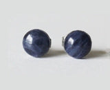6mm 8mm Natural Sodalite Titanium earring studs, Titanium earrings, Hypoallergenic, blue stone studs, Blue Sodalite earrings Birthstone gift