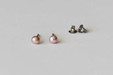 Tiny Pink fresh water pearl stud earrings, hypoallergenic Titanium Lavender pink pearl studs, small studs, Real pearl studs Flower girl gift